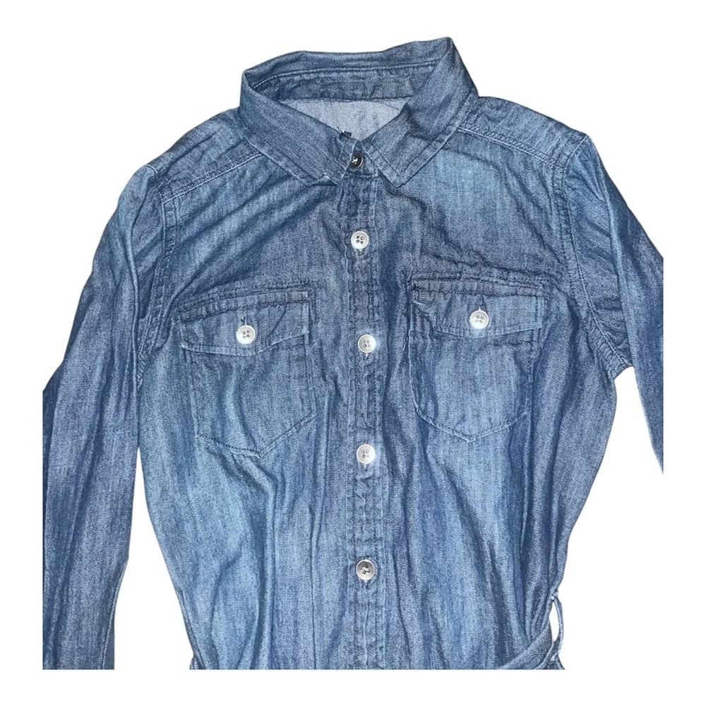 GAP Blue Denim Shirt Dress with Tie Waist